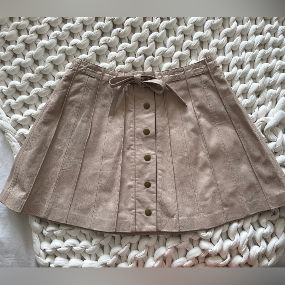 Free People Vegan Leather Skirt with Button Closure and Tie